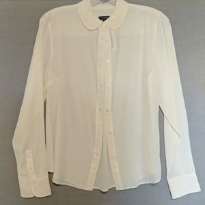 Silk Lace detail peter pan collar blouse talbots 8